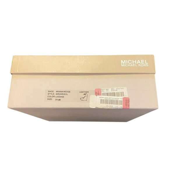 Michael By Michael Kors Ariana Wedge Platform Sandals Brown Size 9.5M Ostrich - Picture 8 of 11